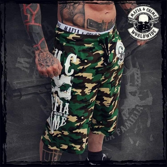 Mens summer fitness camouflage shorts fashion Casual Calf-Length Sweatpants male Joggers Workout Cotton Brand Short Trousers-5